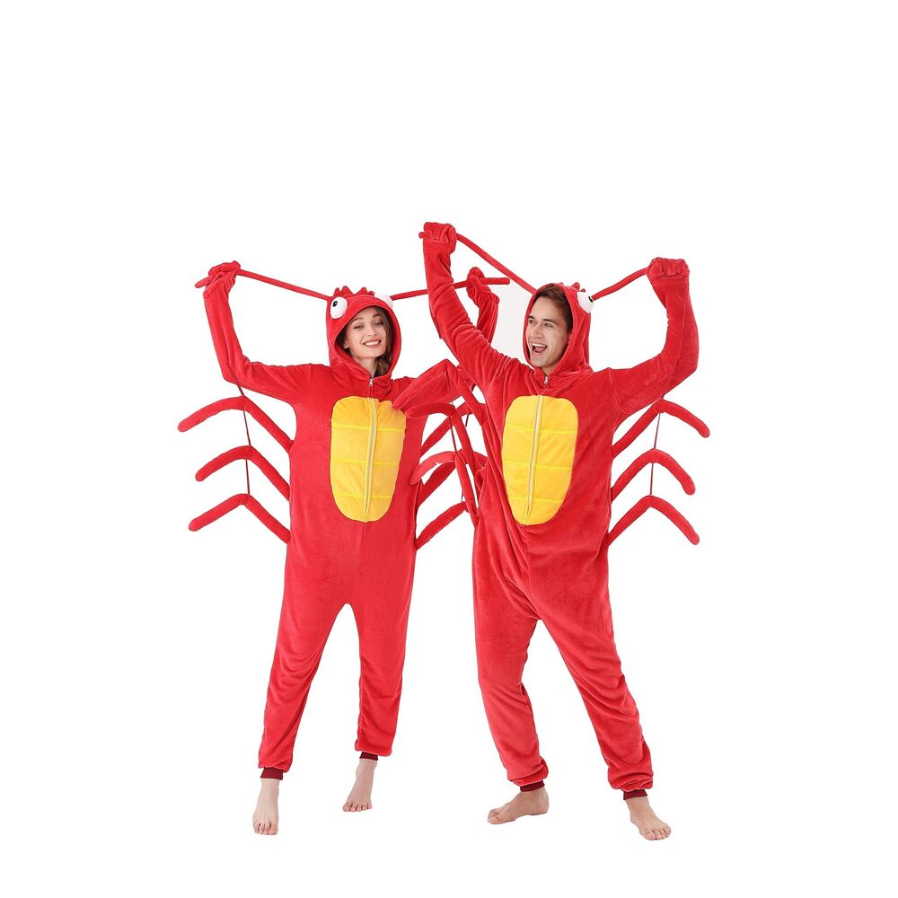 9712 Unisex Adult Lobster Onesie Pajamas Plush Fleece Halloween Costume